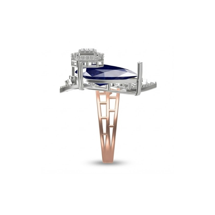 Designer Sapphire Pear Frame Diamond Ring