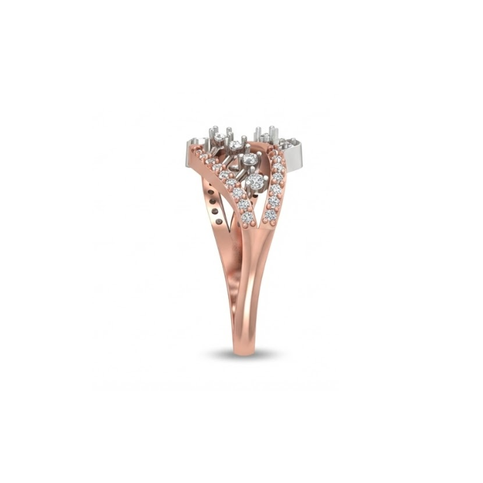 Double Leaf Diamond Cluster Ring