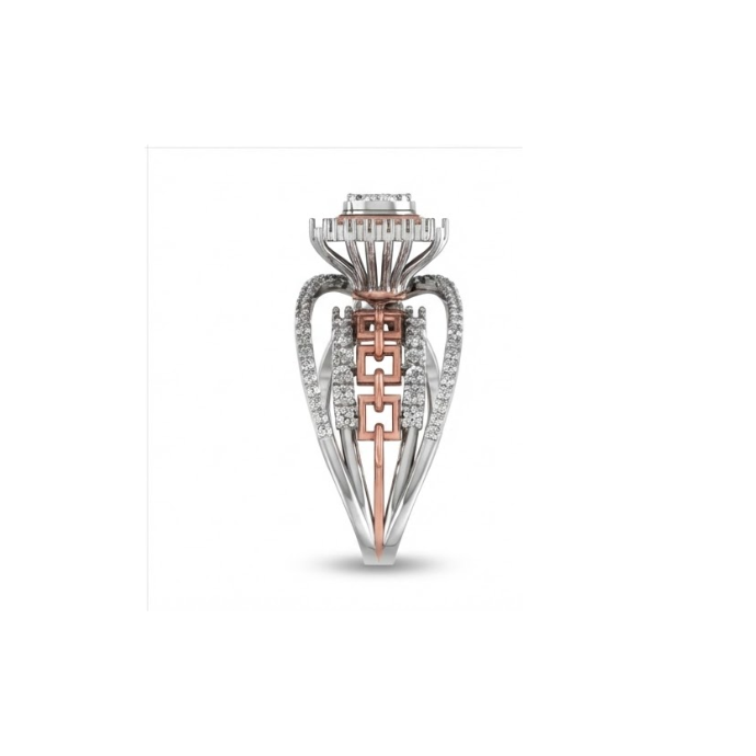 Royal Twin-Tone Geometric Diamond Ring