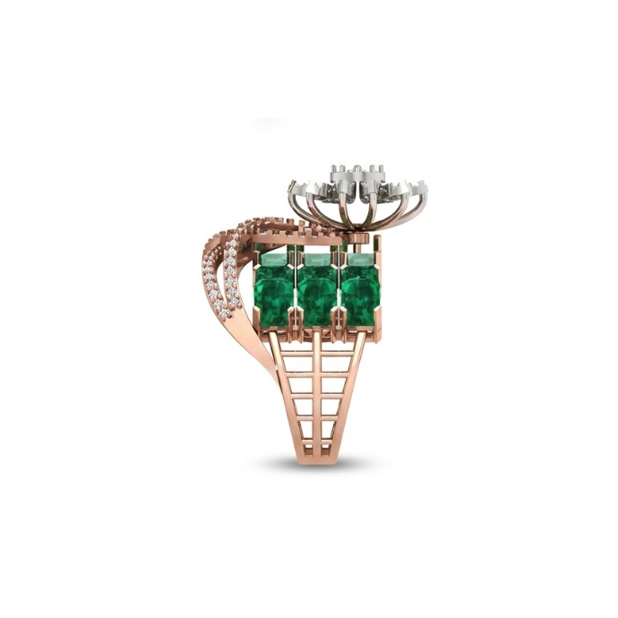 Emerald Cascade Floral Cluster Ring