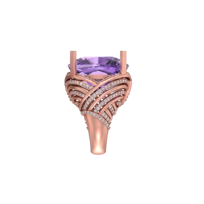 Cushion Amethyst Statement Diamond Ring