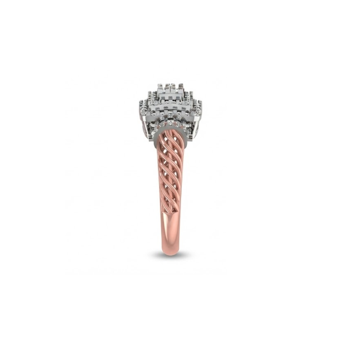 Dual Head Diamond Cluster Ring with Twisted Band