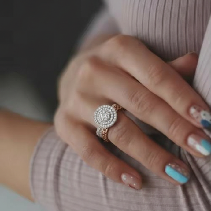 Grand Round Halo Multi-Layer Diamond Ring