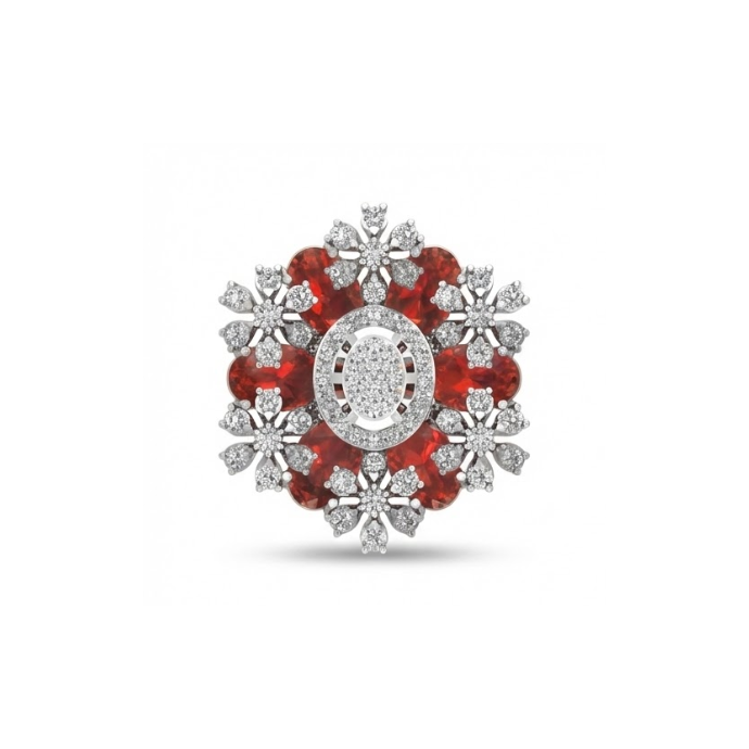 Grand Floral Diamond & Gemstone Cocktail Ring