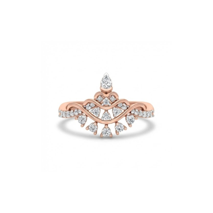 Elegant Wave Cluster Diamond Ring