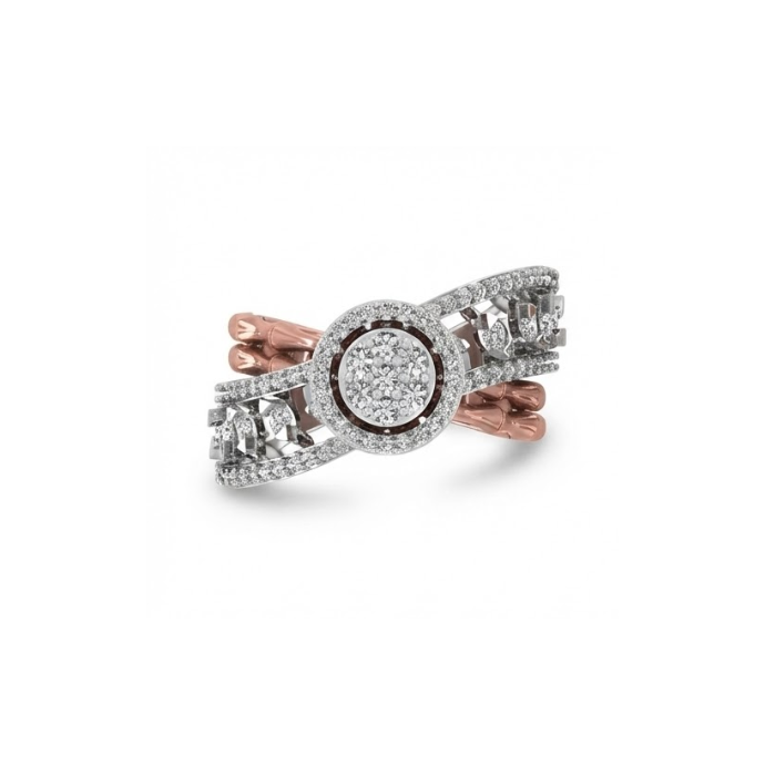 Dual-Tone Floral Halo Designer Diamond Ring