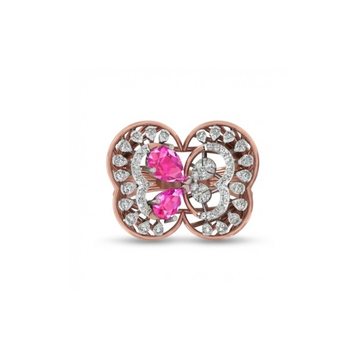 Dual Heart Pink Gem & Diamond Statement Ring