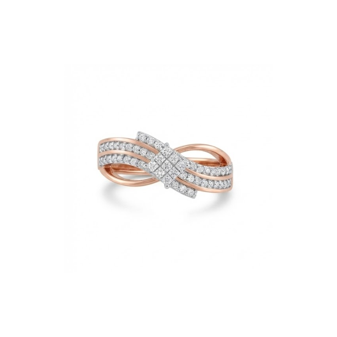 Elegant Twisted Cluster Diamond Ring