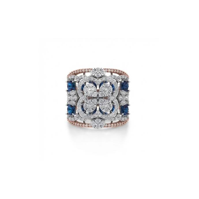 Regal Sapphire & Diamond Floral Statement Ring