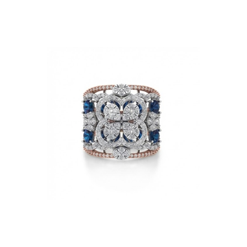 Regal Sapphire & Diamond Floral Statement Ring