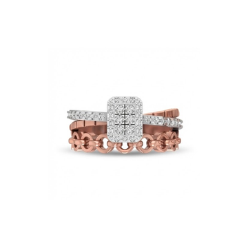 Rectangular Cluster Chain-Link Diamond Ring