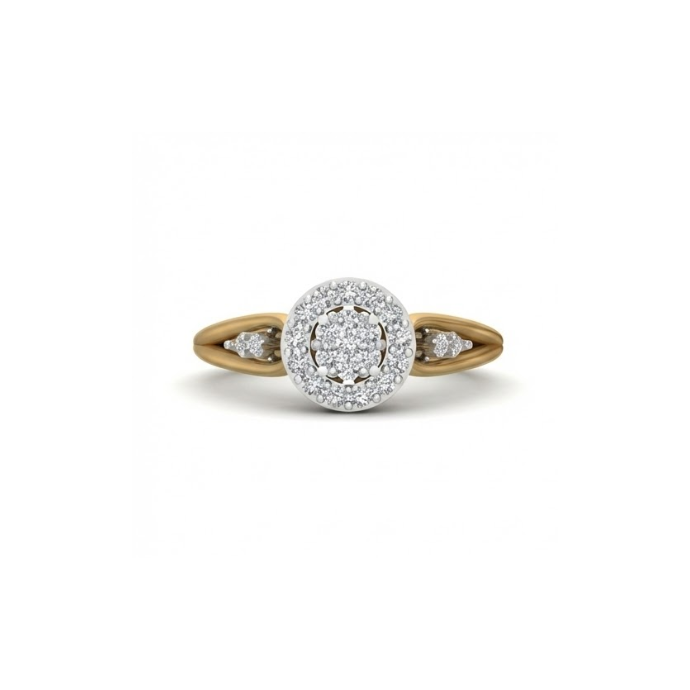 Dual-Petal Halo Diamond Ring