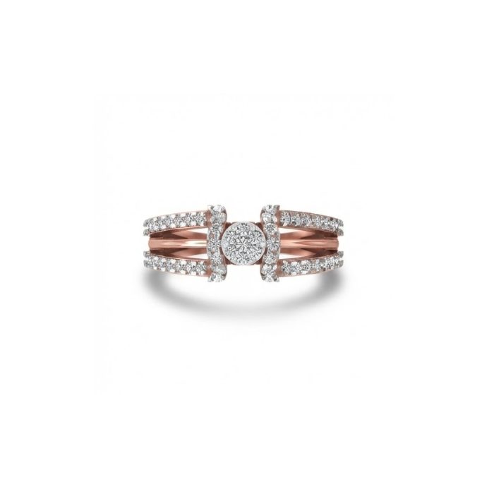 Dual-Row Halo Elegance Diamond Ring