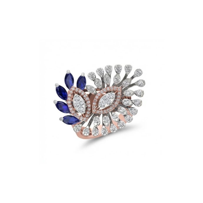 Luxe Sapphire Petal Dome Diamond Ring