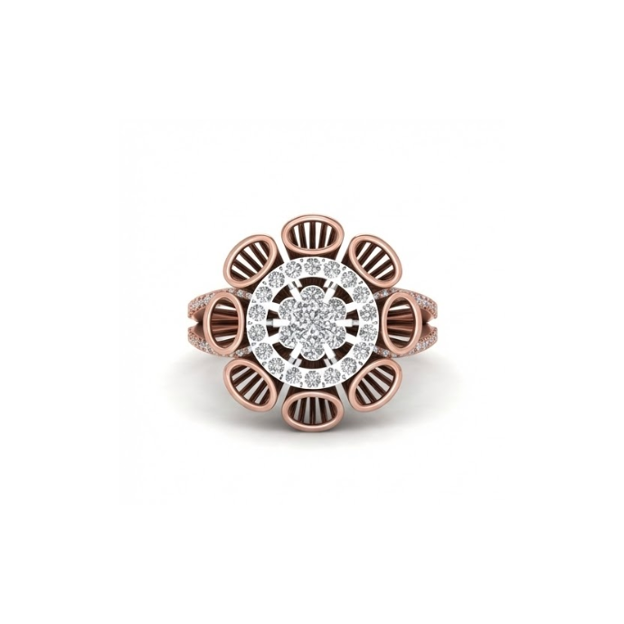 Floral Halo Dome Diamond Ring