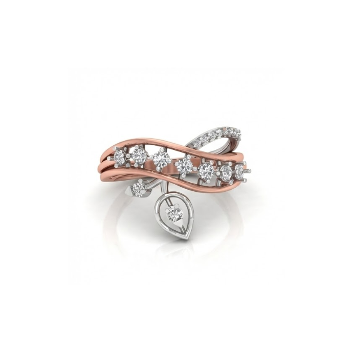 Twisted Heart Dangling Diamond Ring