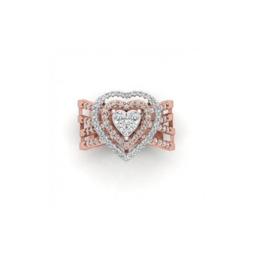 Double Heart Halo Diamond Ring