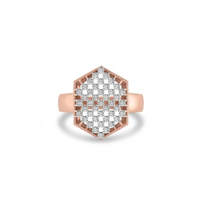 Hexagon Cluster Diamond Statement Ring