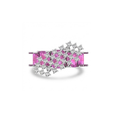 Pink Princess Cluster Crown Diamond Ring