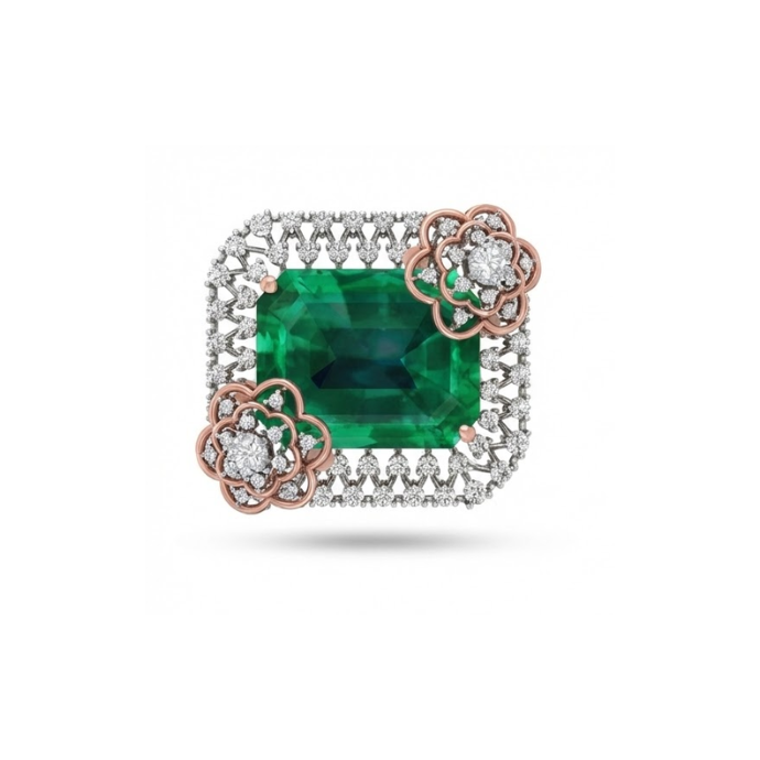 Emerald Royale Double Floral Diamond Ring
