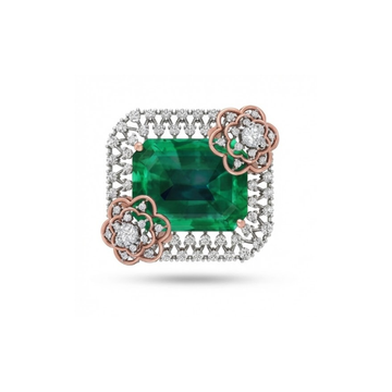 Emerald Royale Double Floral Diamond Ring