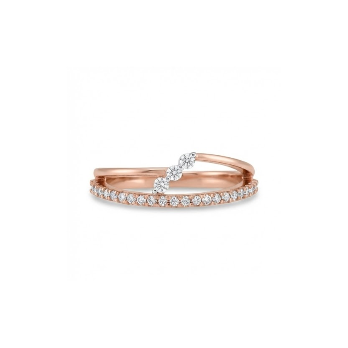 Elegant Twin-Band Crossover Diamond Ring