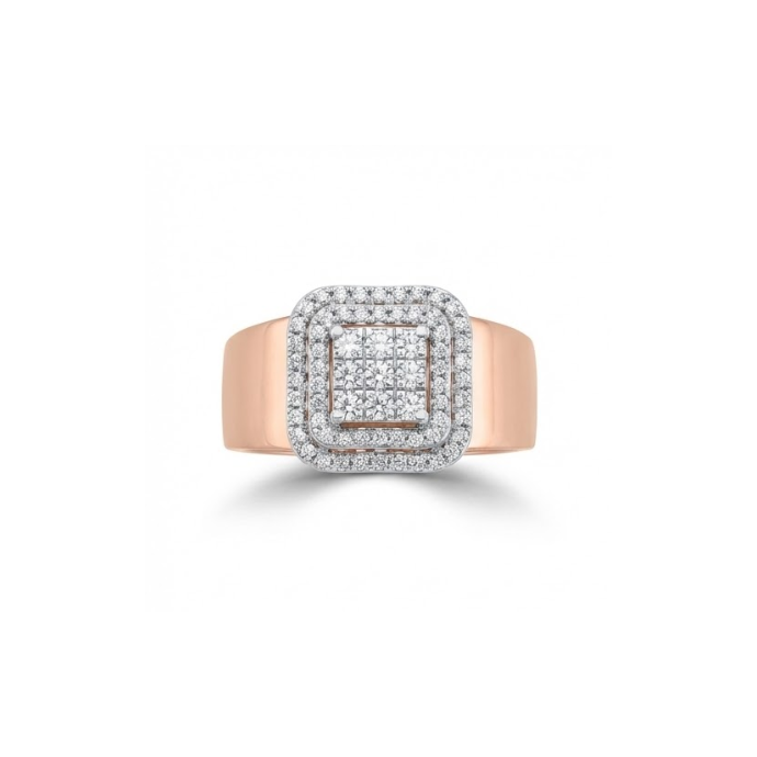 Bold Square Halo Diamond Statement Ring