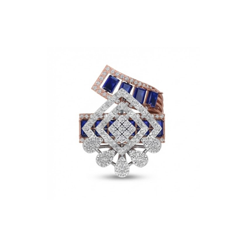 Sapphire Square Cluster Designer Diamond Ring