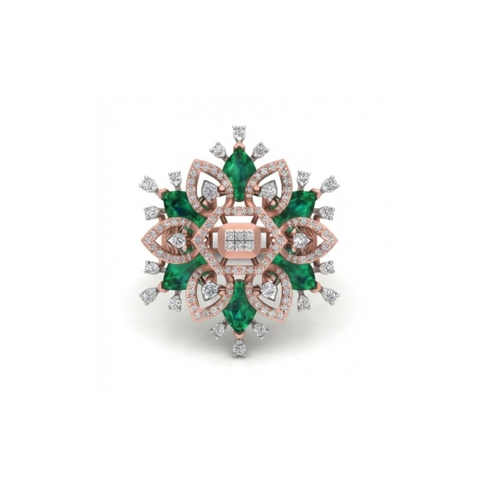 Grand Lotus-Inspired Emerald & Diamond Ring