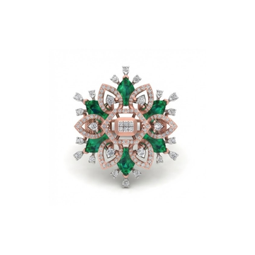 Grand Lotus-Inspired Emerald & Diamond Ring
