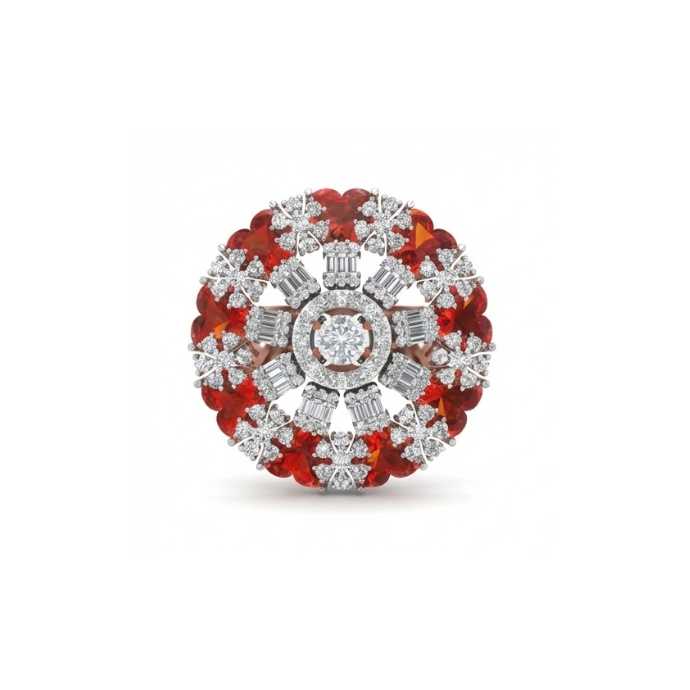 Grand Red Radiance Multi-Layer Diamond Cocktail Ring