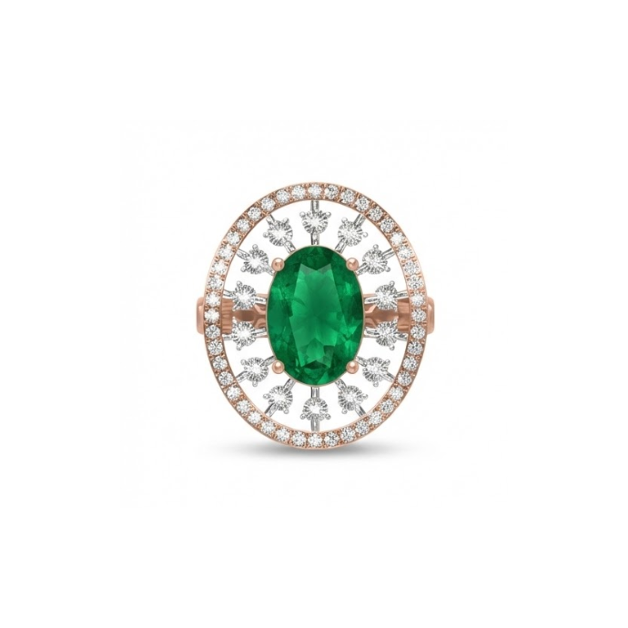 Oval Emerald Halo Diamond Ring