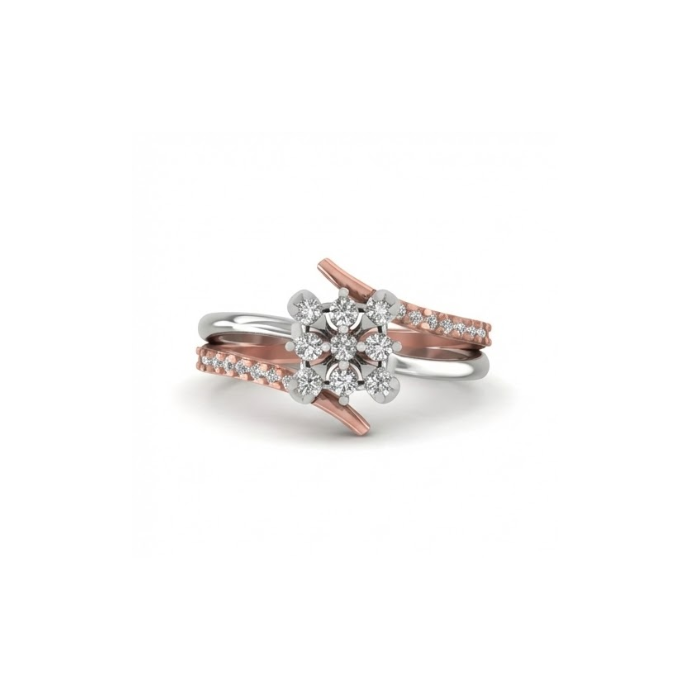 Dual-Tone Floral Cluster Diamond Ring