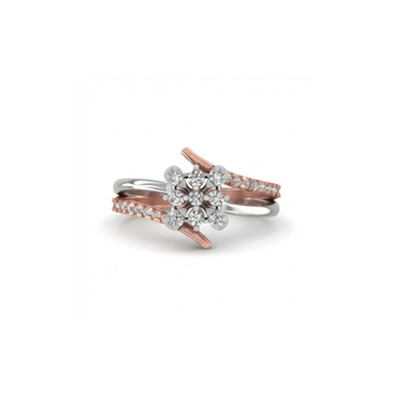 Dual-Tone Floral Cluster Diamond Ring