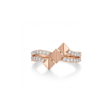 Geometric Pyramid Accented Diamond Ring
