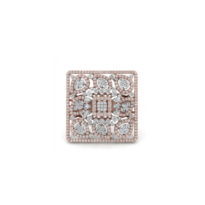 Grand Royal Square Diamond Cocktail Ring