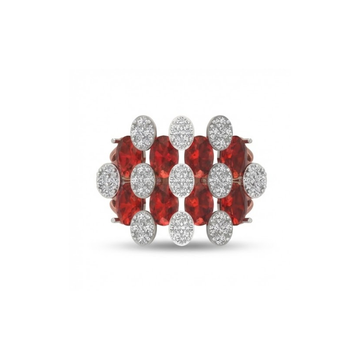 Multi-Cluster Diamond & Red Gemstone Ring