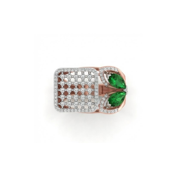 Emerald Accented Rectangular Cluster Designer Ring
