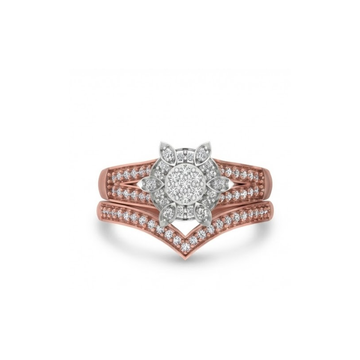 Floral Cluster Double-Band Diamond Ring