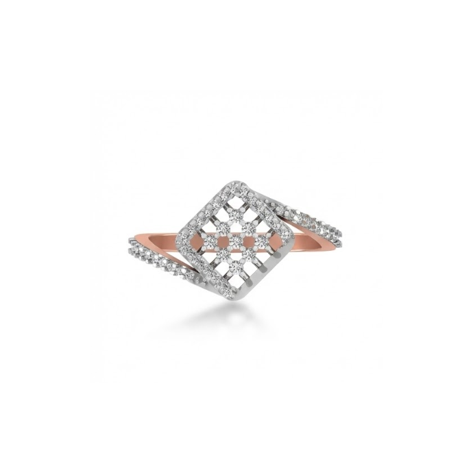 Contemporary Grid Halo Diamond Ring