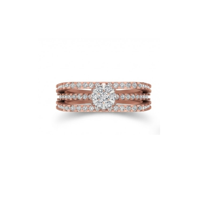 Dual-Band Floral Cluster Diamond Ring