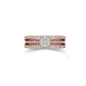 Dual-Band Floral Cluster Diamond Ring