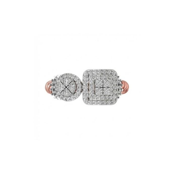 Dual Head Diamond Cluster Ring with Twisted Band