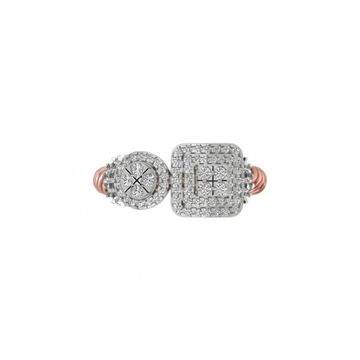 Dual Head Diamond Cluster Ring with Twisted Band