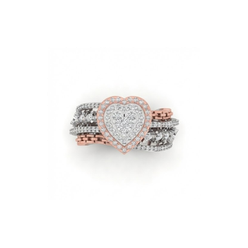 Heart Halo Dual-Tone Diamond Statement Ring