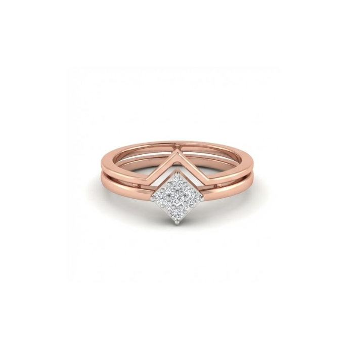 Geometric Square Cluster Diamond Ring