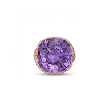 Cushion Amethyst Statement Diamond Ring