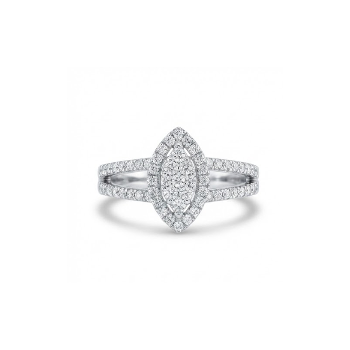 Marquise Cluster Split-Shank Diamond Ring