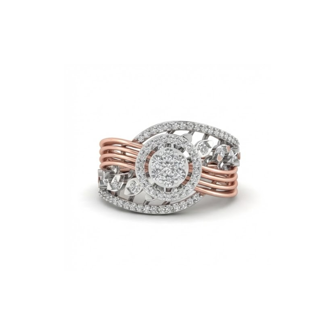 Designer Dual-Tone Halo Diamond Ring