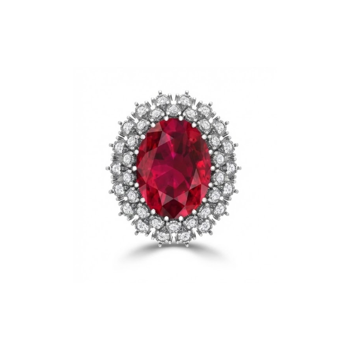 Royal Ruby Double-Halo Statement Ring